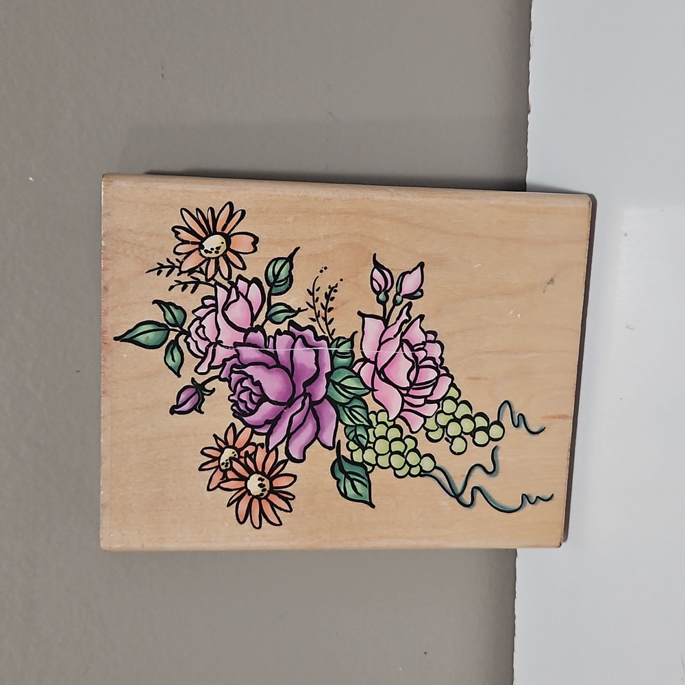 Champagne Bouquet Floral rubber stamp
